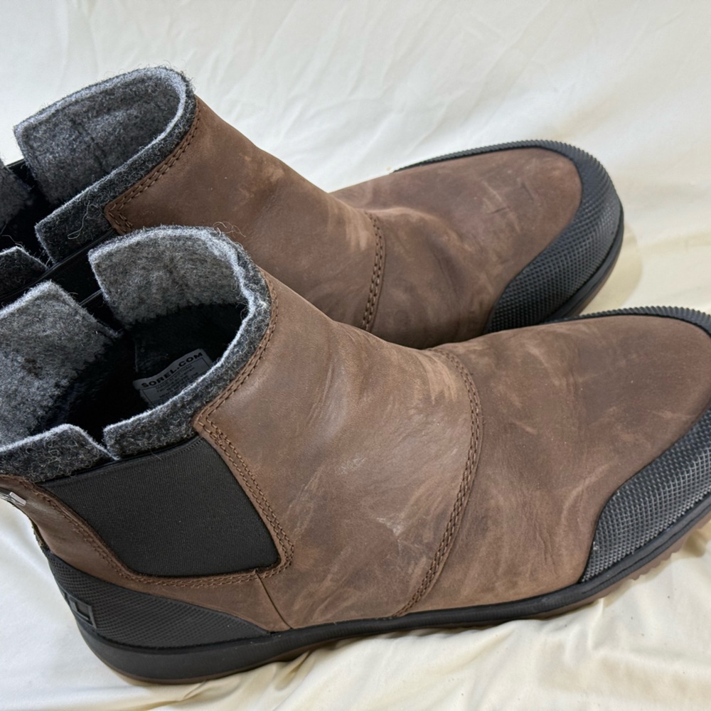 Sorel Brown and Black Ankle Boots with Slip-On Design